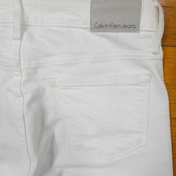CALVIN KLEIN Size 10 White Capri Jeans Cropped Stretch 30 Waist 5 Pocket Basic - Picture 10 of 11